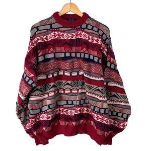 OLD GLORY Men's Vintage 3D Knit Sweater XL Made in USA Cotton Hip Hop Biggie